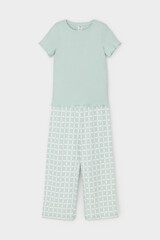 пижама  для девочки  К 1636/голубая дымка,морская клетка