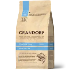 Сухой низкозерновой корм GRANDORF CAT White Fish&Turkey SKIN&CARE Белая рыба с индейкой 0,4кг