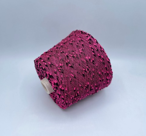 Бобинная пряжа (пр.Италия) art-Nodino 750м/100гр, 70% Полиамид, 30% Вискоза цвет-Ярко-розовый+черный, арт.33734