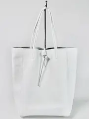 Женская белая сумка-шоппер из натуральной кожи