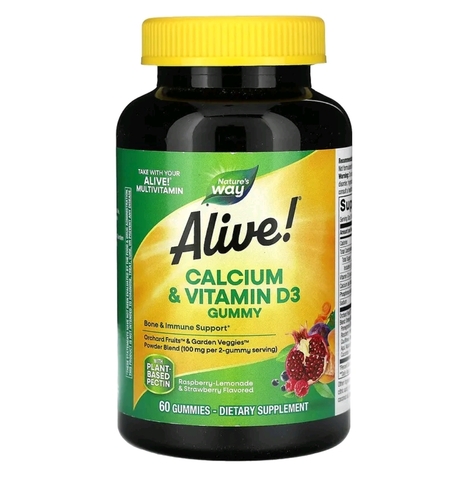 Nature's Way, Alive!, кальций и витамин D3, 60 жевательных конфет