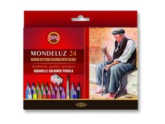 Набор художественных акварельных карандашей MONDELUZ OLD MAN 24 цвета с кисточкой и точилкой в картонной коробке