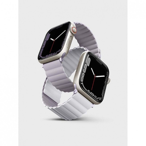 Ремень силиконовый Uniq REVIX для Apple Watch 49/45/44/42, цвет сиреневый/белый