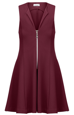 Бордовый сарафан на молнии спереди для школы AMADEO
