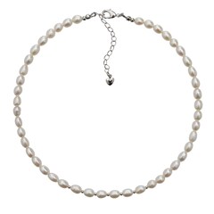 Базовый Чокер из натурального рисовидного Жемчуга , silver