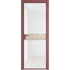 Алюминиевая дверь 6AG красный антрацит остеклённая со вставкой