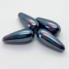 &quot;Майорка&quot; полупросверленная, цвет черный АВ, 20*8 мм, цена за 1 шт