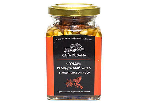 Фундук и кедровый орех в каштановом меду, 290г