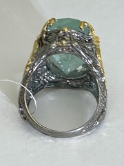 Вервье-аквамарин (серебряное кольцо с позолотой)