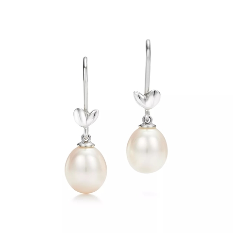 Серьги из серебра 925 с жемчугом , Tiffany 💠 Olive Leaf