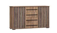 Марракеш Комод 2 створки 4 ящика Дуб вотан / Цемент темный