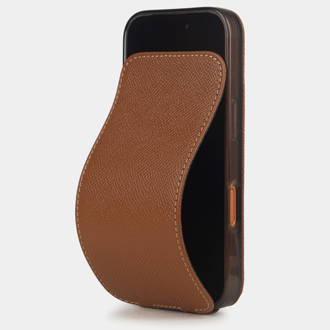 Чехол iPhone 17 Pro натуральная кожа сафьяно, цвета карамель