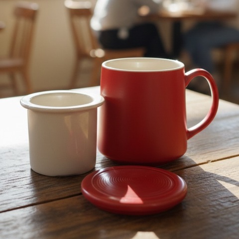 Керамическая кружка заварная с ситом SWED HOUSE, красный, 400 мл