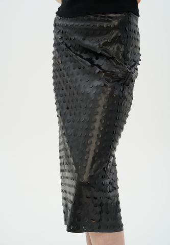Юбка из перфорированной эко-кожи Лия