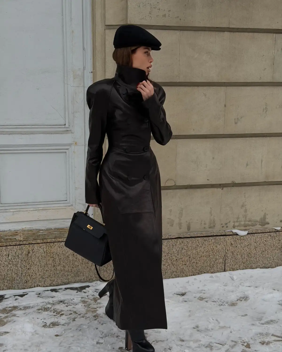 Кожаный тренч, Черный