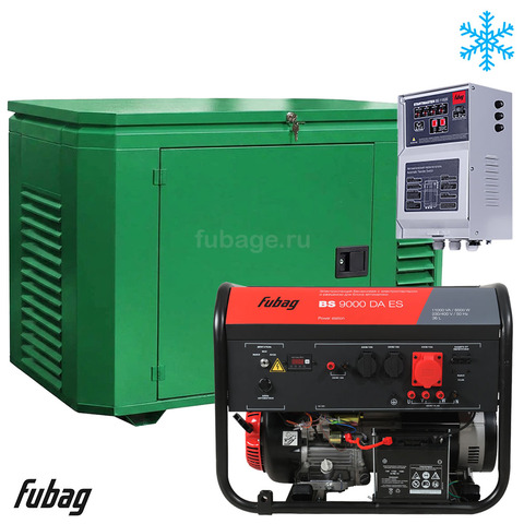 Бензиновый генератор в зимнем кожухе с блоком АВР Fubag BS 9000 DA ES/1200SCW RAL 6005