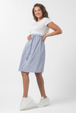 Платье для беременных и кормящих 10741 бело-голубой
