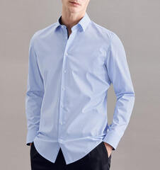 Сорочка Seidensticker Shaped Fit 01.253710-12 голубая в мелкую клеточку