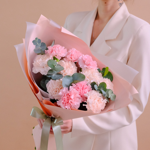Нежный букет розовых диантусов #949
