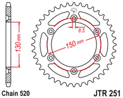 Звезда ведомая задняя JT JTR251.49SC WR250F-WR450F YZ125 YZ250F-YZ450F