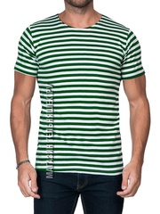 Купить футболку-тельняшку с зеленой полосой - Магазин тельняшек.ру 8-800-700-93-18Футболка-тельняшка прямая (зеленая полоса) в Магазине тельняшек