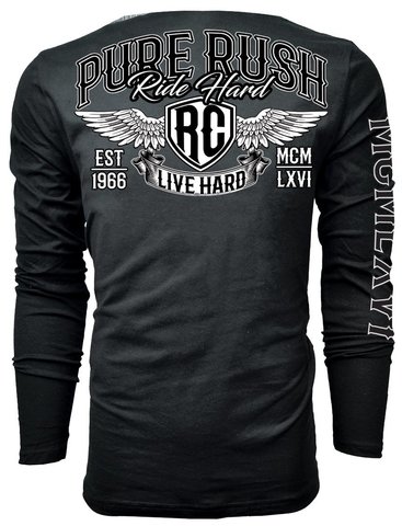 Rush Couture | Футболка лонгслив мужская ULTIMATE SKULL LONG SLEEVE Vintage Grey RC247 спина