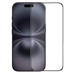 Защитное стекло для iPhone 16, тонкие черные рамками и олеофобное покрытие, G-Rhino