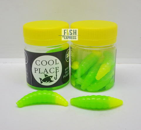 Форелевая силиконовая приманка COOL PLACE MAGGOT 1.6 цвет ЗЕЛЕНО-ЖЁЛТЫЙ СЫР продажа от 2 шт.