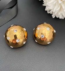 Крупные серьги -клипсы круглые из латуни YSL