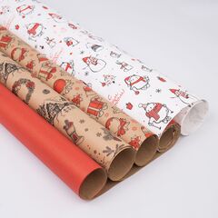Бумага подарочная, Новый год красный, МИКС, 0,7*1 м, 8 листов