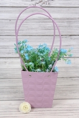 Сумка для цветов влагостойкая, Тиснение квадрат, Лаванда, 13*15,5*9,5 см (Д*В*Ш), 1 шт.