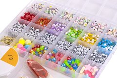 
          Набор для создания украшений-бусины и бисер Alingar, 170х165х18мм, "Смайл", 13 вид.бус.,подвес,бисер,1х6.5м леска,ножницы, коробин, пласт.пенал