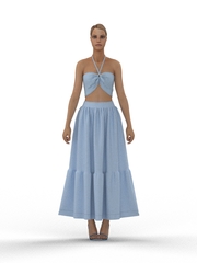 ❀ Малинка. Костюм льняной юбка макси с оборкой + топ КCB-1016