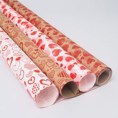 Бумага подарочная, Сердца микс, 0,7*1 м, 8 листов