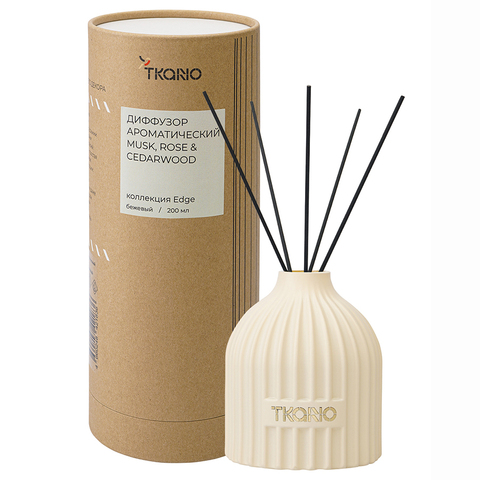 Диффузор ароматический 200мл Tkano Edge Musk Rose & Cedarwood бежевый