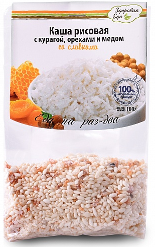 

КАША РИСОВАЯ С КУРАГОЙ И ОРЕХАМИ (100 г)