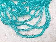 Бусины граненые Рондель, d 6 мм, 1 уп=10 нитей, 1 нить 45 см, бирюза
