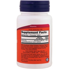 Now Foods, жевательный витамин D-3, с фруктовым вкусом, 1000 МЕ, 180 жевательных таблеток