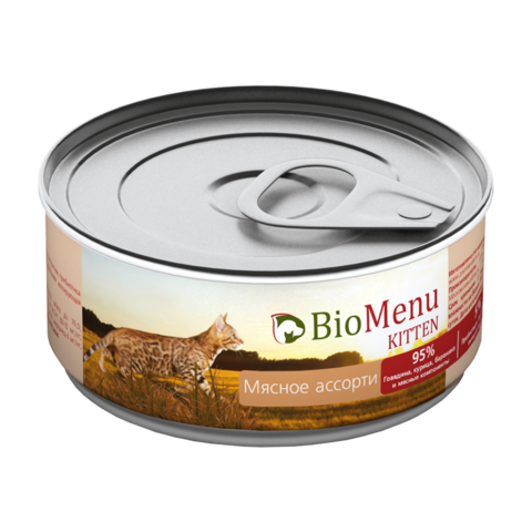 Bio Menu Консервы для котят с мясным ассорти паштет