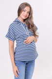 Футболка для беременных и кормящих 15994 индиго полоска