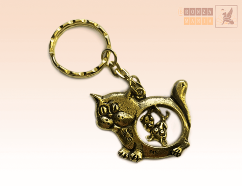 брелок Котик с мышкой внутри