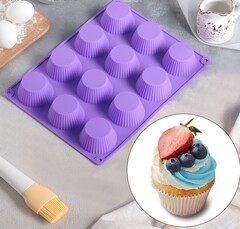 Форма силиконовая на 12 капкейков 2635 см, цвет МИКС
