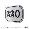 Номерок на дверь квартиры 220, для кабинета, офиса, шильдик 9 х 7 см, серебристый, Айдентика Технолоджи