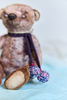Винтажный мишка-тедди в шарфике, 18х12 см, Россия
