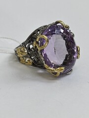 Адель-аметист (серебряное кольцо с позолотой)