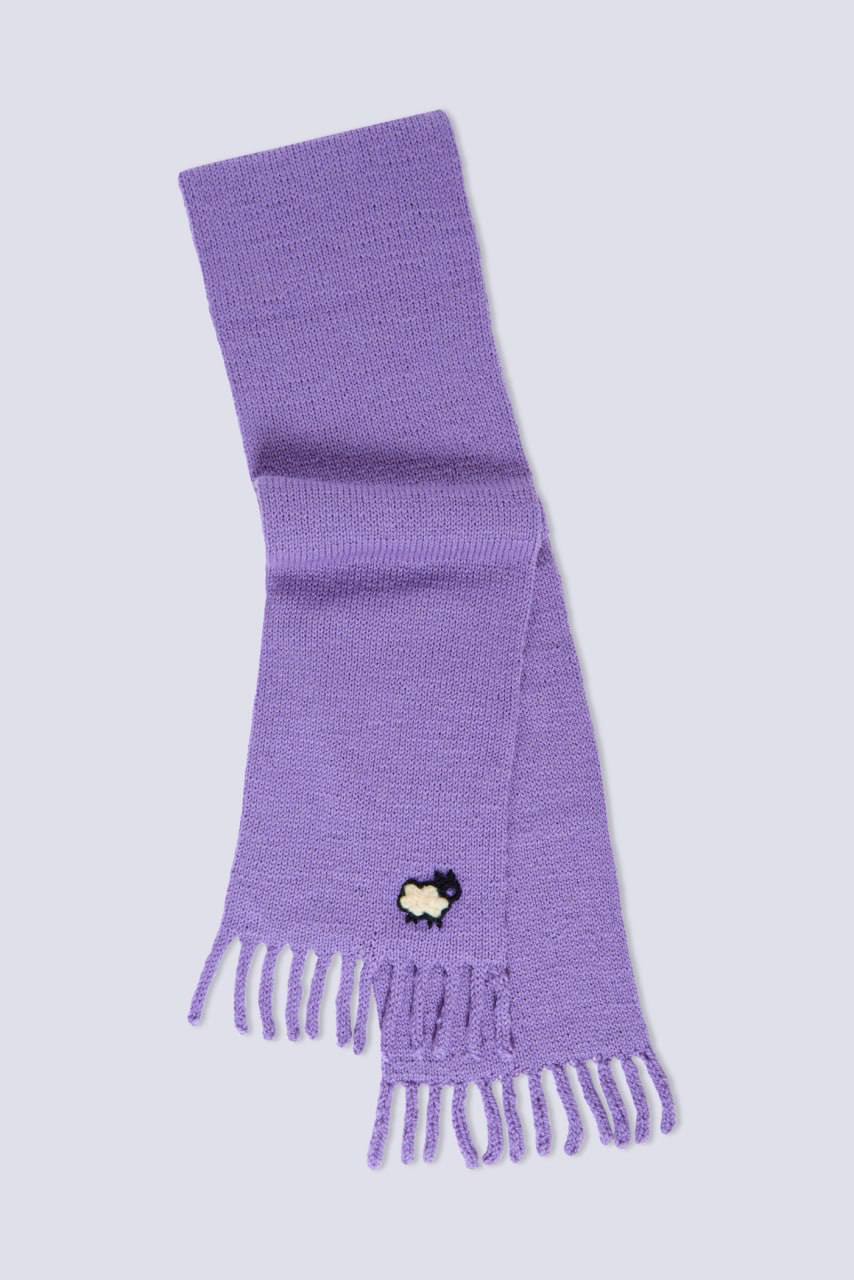 Шарф однотонный с одной овечкой сиреневый