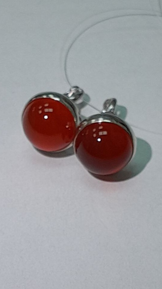 Сердолик (пусеты из серебра)