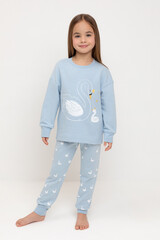 пижама  для девочки  К 1567/голубое стекло,лебеди