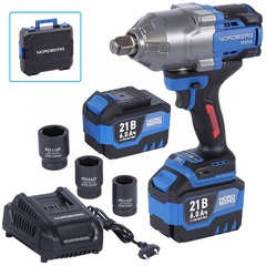 NORDBERG (NE806K-3/4) Гайковерт аккумуляторный, 3/4", 21 В, 1500 Нм, 2 аккумулятора 6 A и зарядное устройство, в кейсе