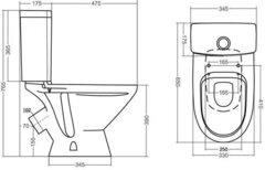 Унитаз-компакт , диагон.выпуск, антивсплеск,2 режима, сиденье полипропилен